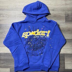 dark blue sp5der hoodie
